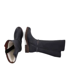 Sale Rieker Damskie Buty Z Wysoka Cholewka W Kolorze Glebokiej Czerni