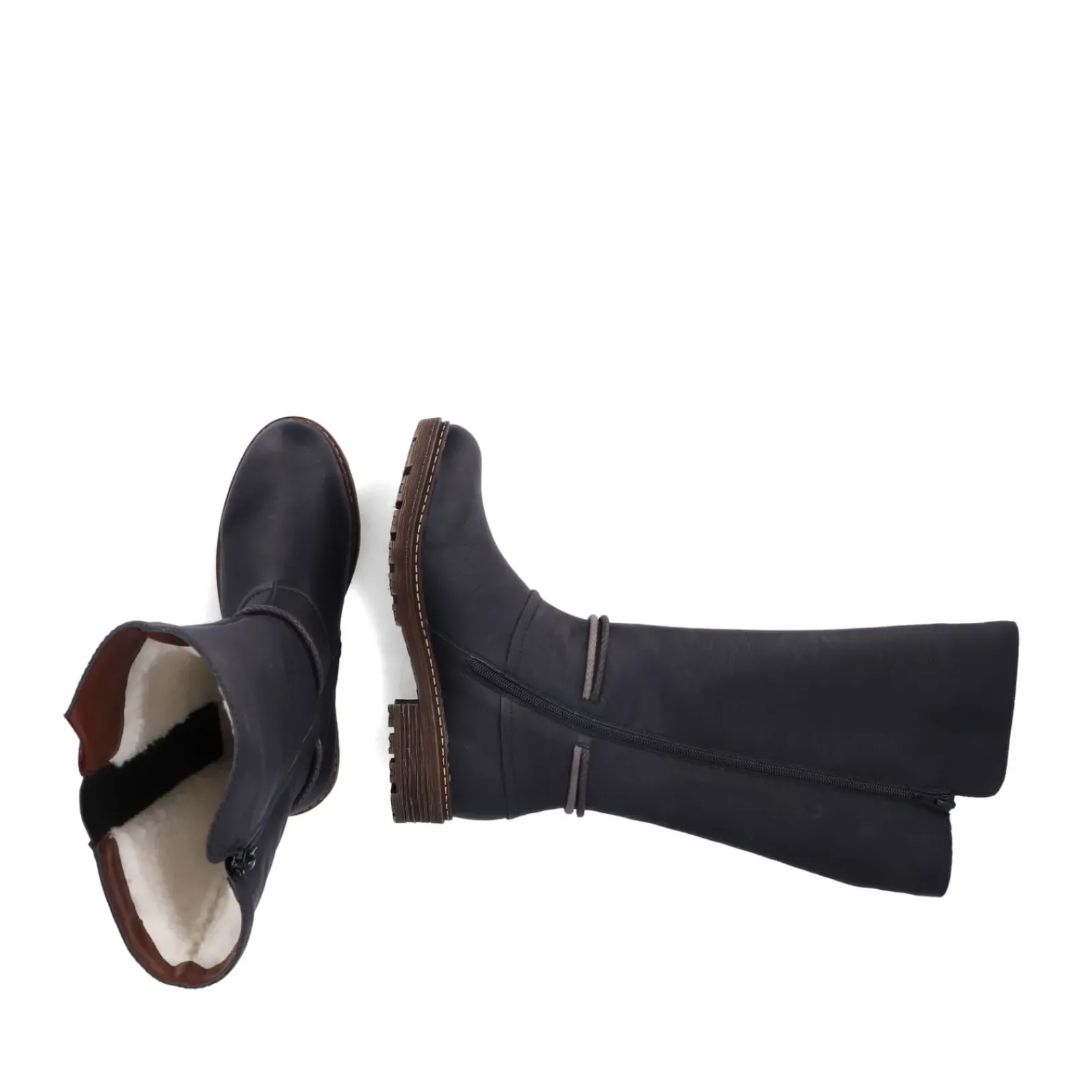 Sale Rieker Damskie Buty Z Wysoka Cholewka W Kolorze Glebokiej Czerni