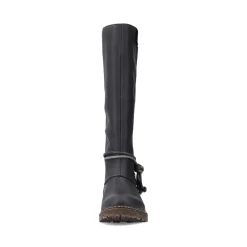 Sale Rieker Damskie Buty Z Wysoka Cholewka W Kolorze Glebokiej Czerni