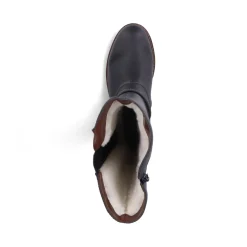 Sale Rieker Damskie Buty Z Wysoka Cholewka W Kolorze Glebokiej Czerni