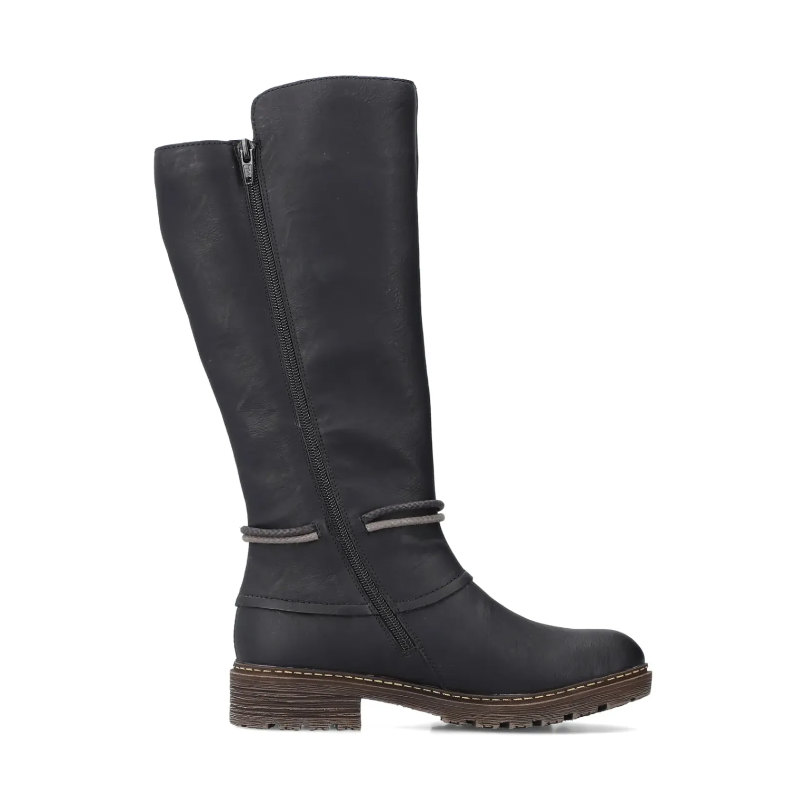 Sale Rieker Damskie Buty Z Wysoka Cholewka W Kolorze Glebokiej Czerni