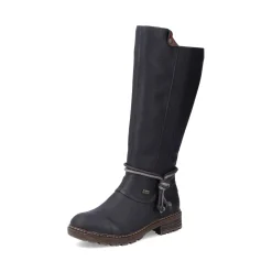 Sale Rieker Damskie Buty Z Wysoka Cholewka W Kolorze Glebokiej Czerni