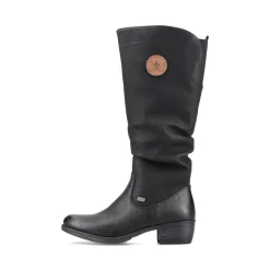 Best Rieker Damskie Buty Z Wysoka Cholewka W Kolorze Glebokiej Czerni