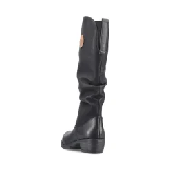 Best Rieker Damskie Buty Z Wysoka Cholewka W Kolorze Glebokiej Czerni