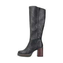 Best Rieker Damskie Buty Z Wysoka Cholewka W Kolorze Glebokiej Czerni