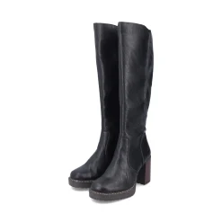 Best Rieker Damskie Buty Z Wysoka Cholewka W Kolorze Glebokiej Czerni