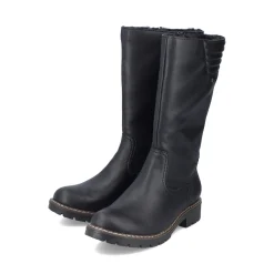 Discount Rieker Damskie Buty Z Wysoka Cholewka W Kolorze Glebokiej Czerni