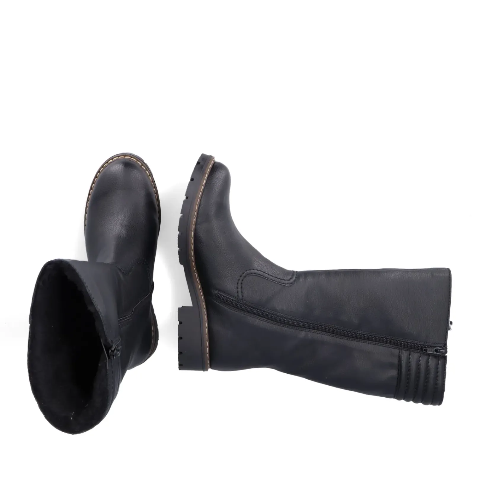 Discount Rieker Damskie Buty Z Wysoka Cholewka W Kolorze Glebokiej Czerni