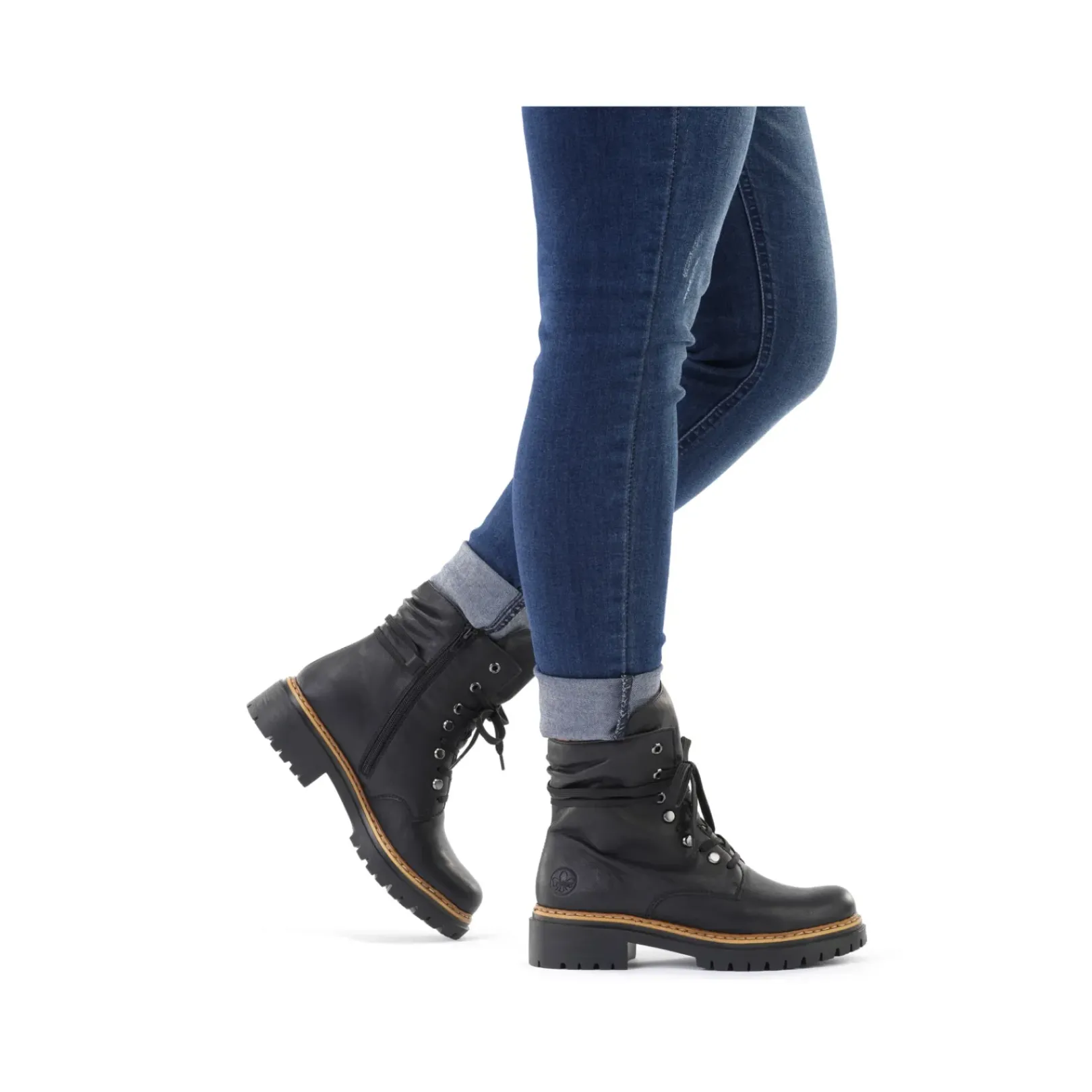 Sale Rieker Damskie Buty Z Wysoka Cholewka , Asfaltowe, Czarne