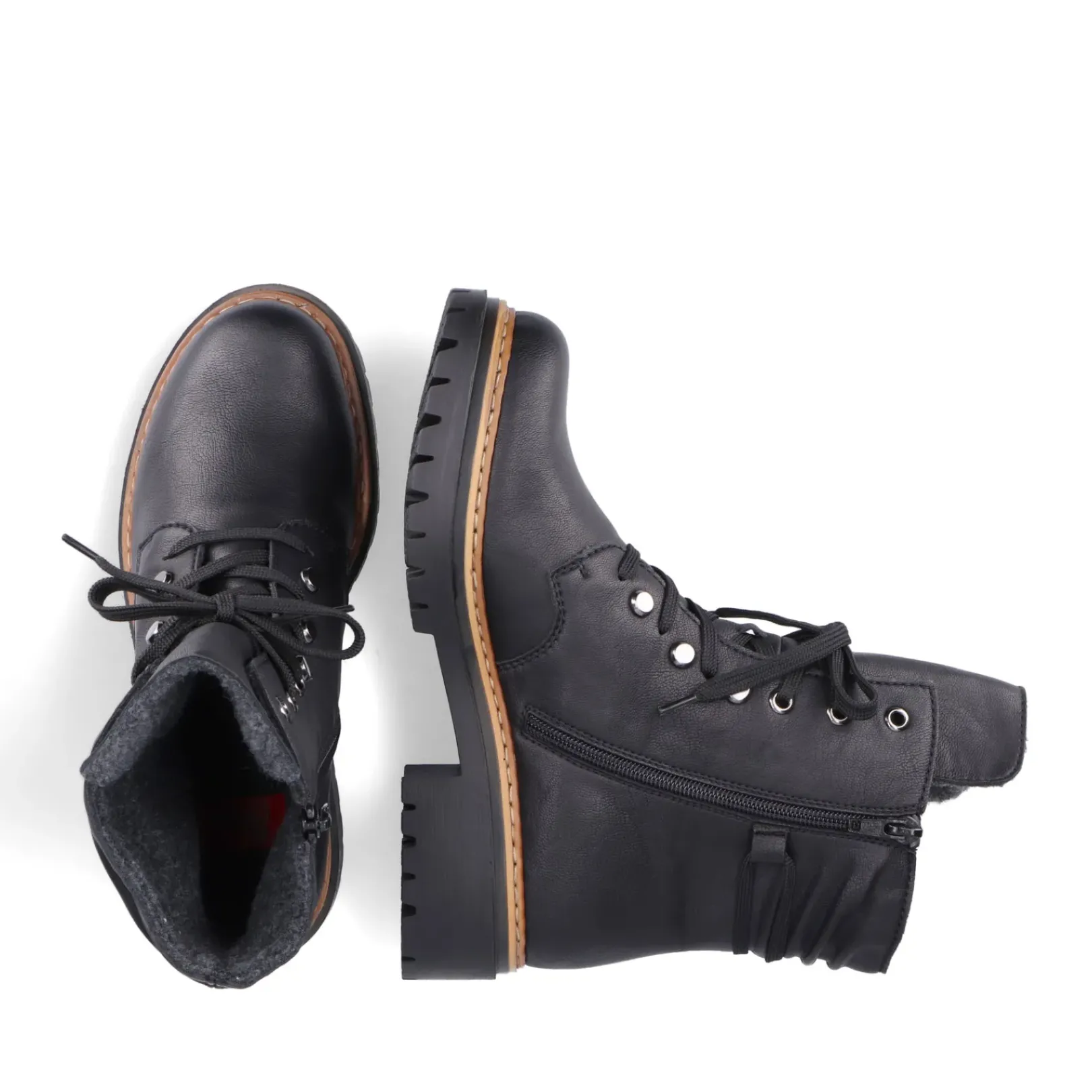 Sale Rieker Damskie Buty Z Wysoka Cholewka , Asfaltowe, Czarne