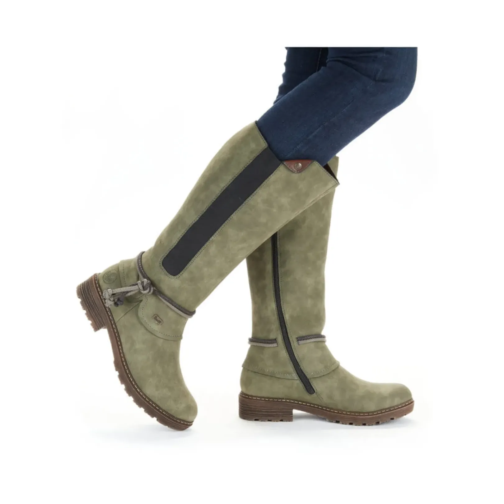 Discount Rieker Damskie Buty Z Wysoka Cholewka W Kolorze Zielonym