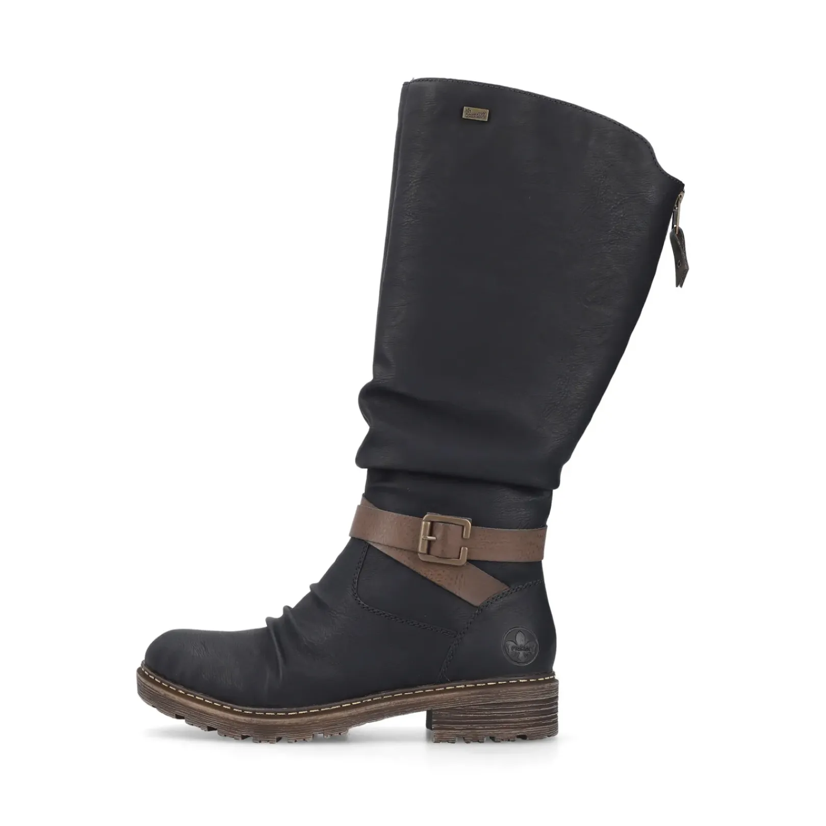Fashion Rieker Damskie Buty Z Wysoka Cholewka W Kolorze Glebokiej Czerni