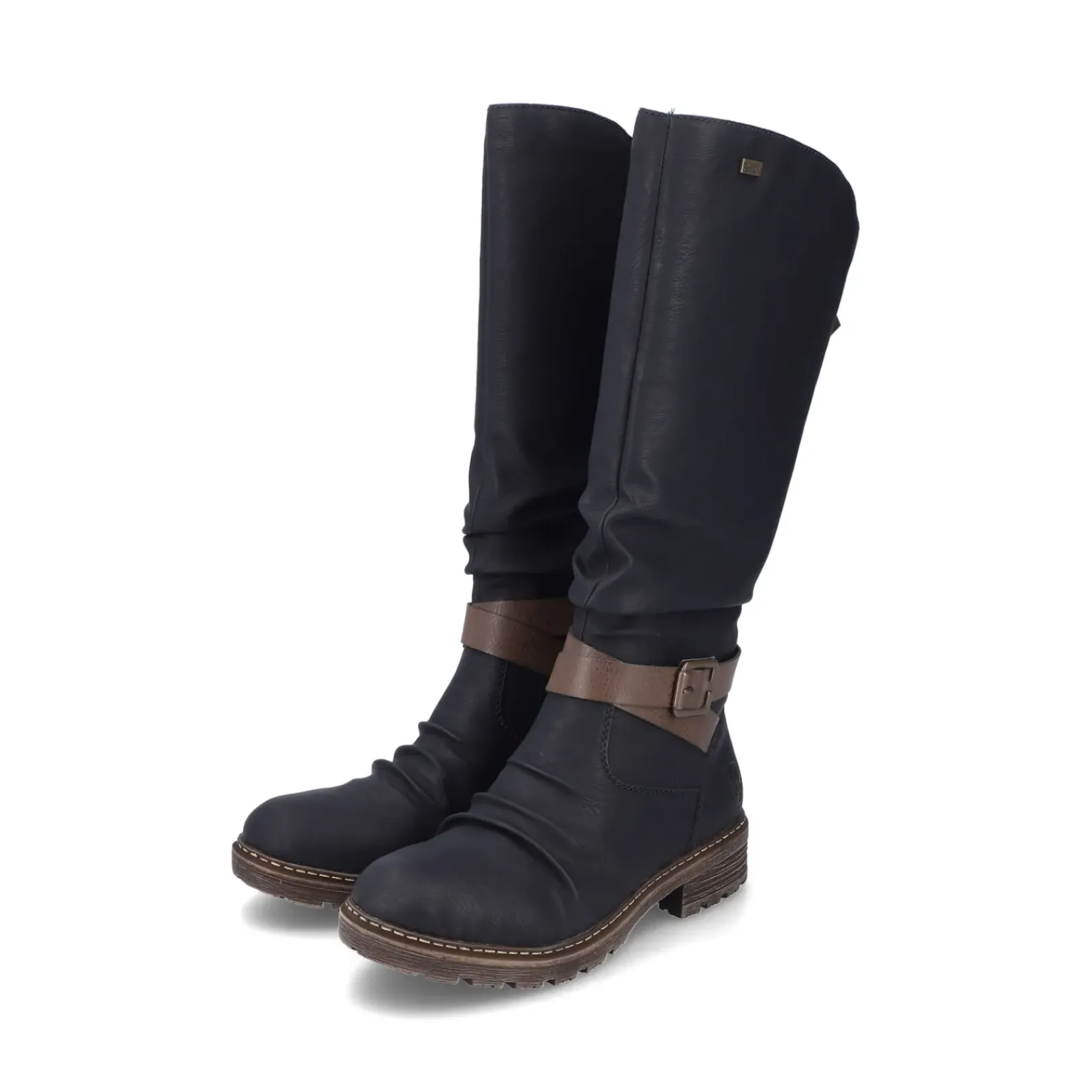 Fashion Rieker Damskie Buty Z Wysoka Cholewka W Kolorze Glebokiej Czerni
