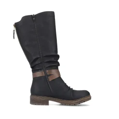 Fashion Rieker Damskie Buty Z Wysoka Cholewka W Kolorze Glebokiej Czerni