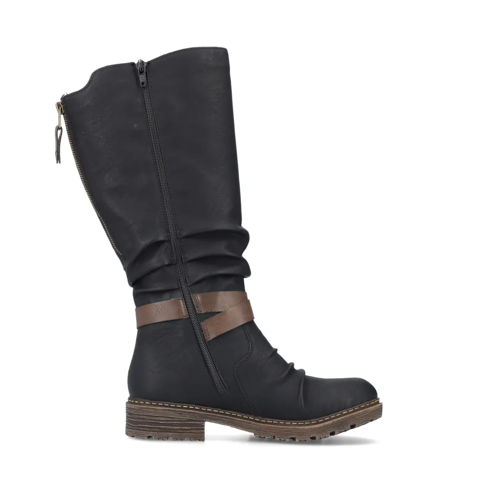 Fashion Rieker Damskie Buty Z Wysoka Cholewka W Kolorze Glebokiej Czerni