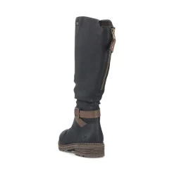 Fashion Rieker Damskie Buty Z Wysoka Cholewka W Kolorze Glebokiej Czerni