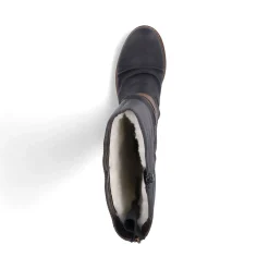 Fashion Rieker Damskie Buty Z Wysoka Cholewka W Kolorze Glebokiej Czerni