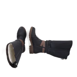 Fashion Rieker Damskie Buty Z Wysoka Cholewka W Kolorze Glebokiej Czerni