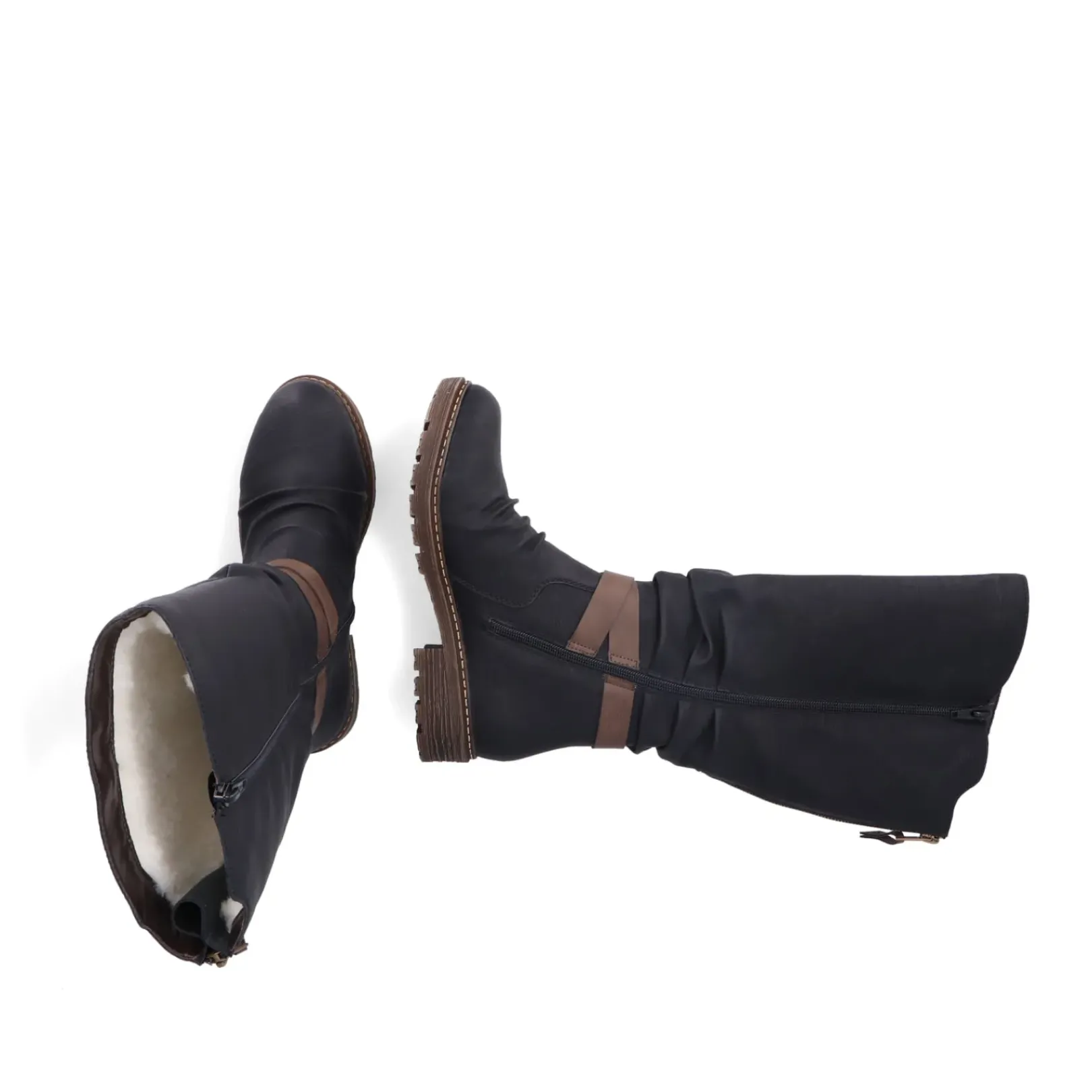 Fashion Rieker Damskie Buty Z Wysoka Cholewka W Kolorze Glebokiej Czerni