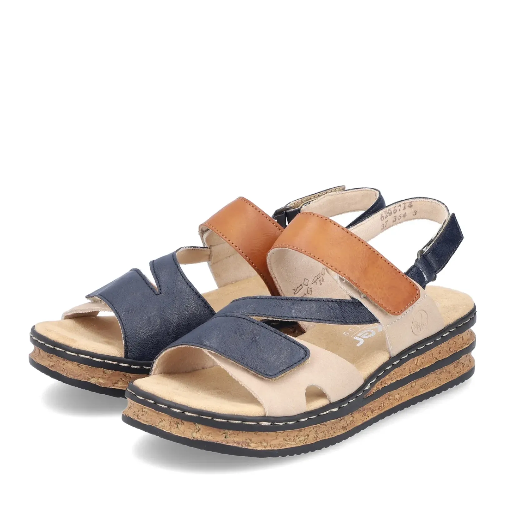 Clearance Rieker Damskie Sandaly Na Koturnie W Kolorze Lupkowo-Niebieskim