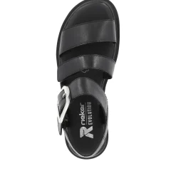Best Rieker Damskie Sandaly Na Koturnie Midnight Black