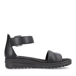 Fashion Rieker Damskie Sandaly Na Koturnie , Asfaltowo-Czarne