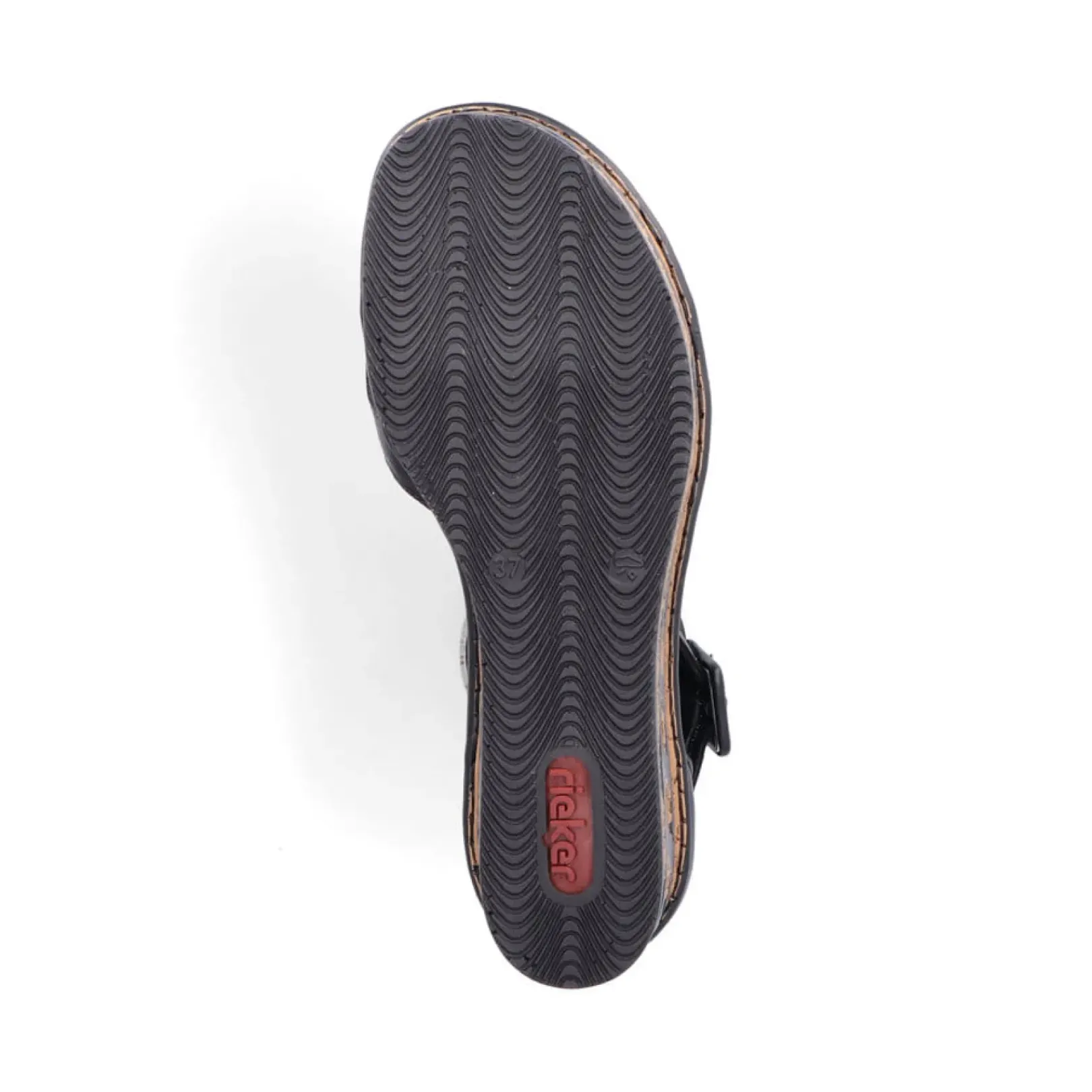 Fashion Rieker Damskie Sandaly Na Koturnie W Kolorze Czarnym, Blyszczacym