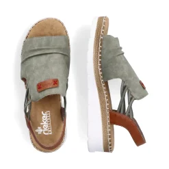 Hot Rieker Damskie Sandaly Na Koturnie W Kolorze Khaki