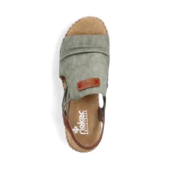 Hot Rieker Damskie Sandaly Na Koturnie W Kolorze Khaki