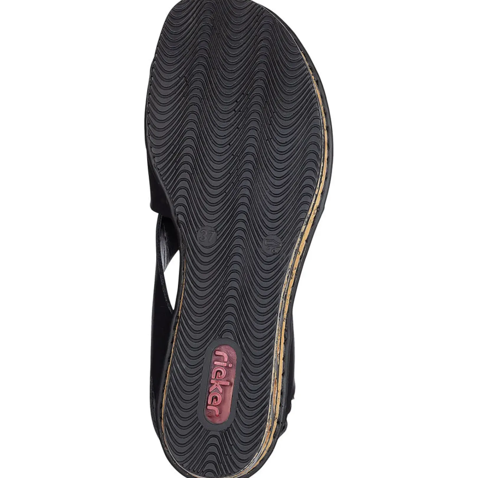 Clearance Rieker Damskie Sandaly Na Koturnie W Kolorze Kruczoczarnym