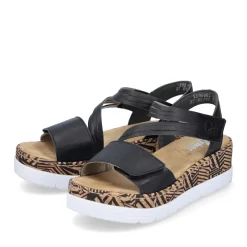 Clearance Rieker Damskie Sandaly Na Koturnie , Czarne