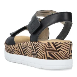 Clearance Rieker Damskie Sandaly Na Koturnie , Czarne