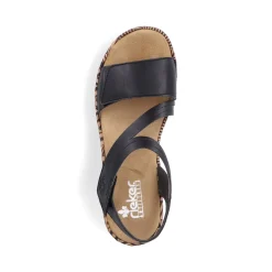 Clearance Rieker Damskie Sandaly Na Koturnie , Czarne