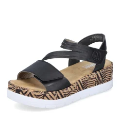 Clearance Rieker Damskie Sandaly Na Koturnie , Czarne