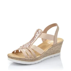 Clearance Rieker Damskie Sandaly Na Koturnie W Kolorze Starego Rozu