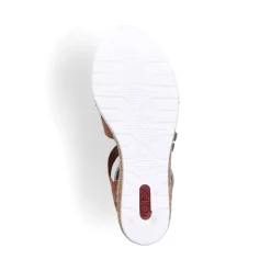 Clearance Rieker Damskie Sandaly Na Koturnie W Kolorze Karmelowo-Brazowo-Bialym