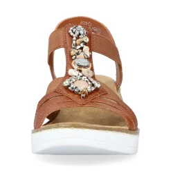 Clearance Rieker Damskie Sandaly Na Koturnie W Kolorze Karmelowo-Brazowo-Bialym