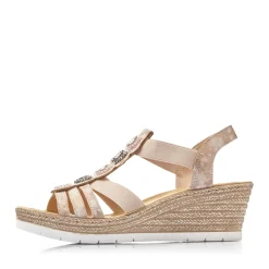 Discount Rieker Damskie Sandaly Na Koturnie W Kolorze Starego Rozu
