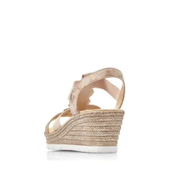 Discount Rieker Damskie Sandaly Na Koturnie W Kolorze Starego Rozu