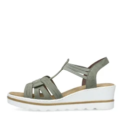 Fashion Rieker Damskie Sandaly Na Koturnie W Kolorze Khaki