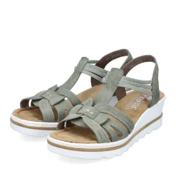 Fashion Rieker Damskie Sandaly Na Koturnie W Kolorze Khaki