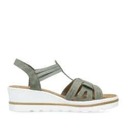 Fashion Rieker Damskie Sandaly Na Koturnie W Kolorze Khaki