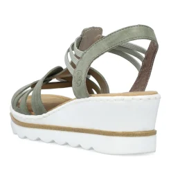 Fashion Rieker Damskie Sandaly Na Koturnie W Kolorze Khaki