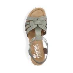 Fashion Rieker Damskie Sandaly Na Koturnie W Kolorze Khaki