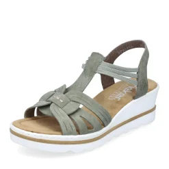 Fashion Rieker Damskie Sandaly Na Koturnie W Kolorze Khaki