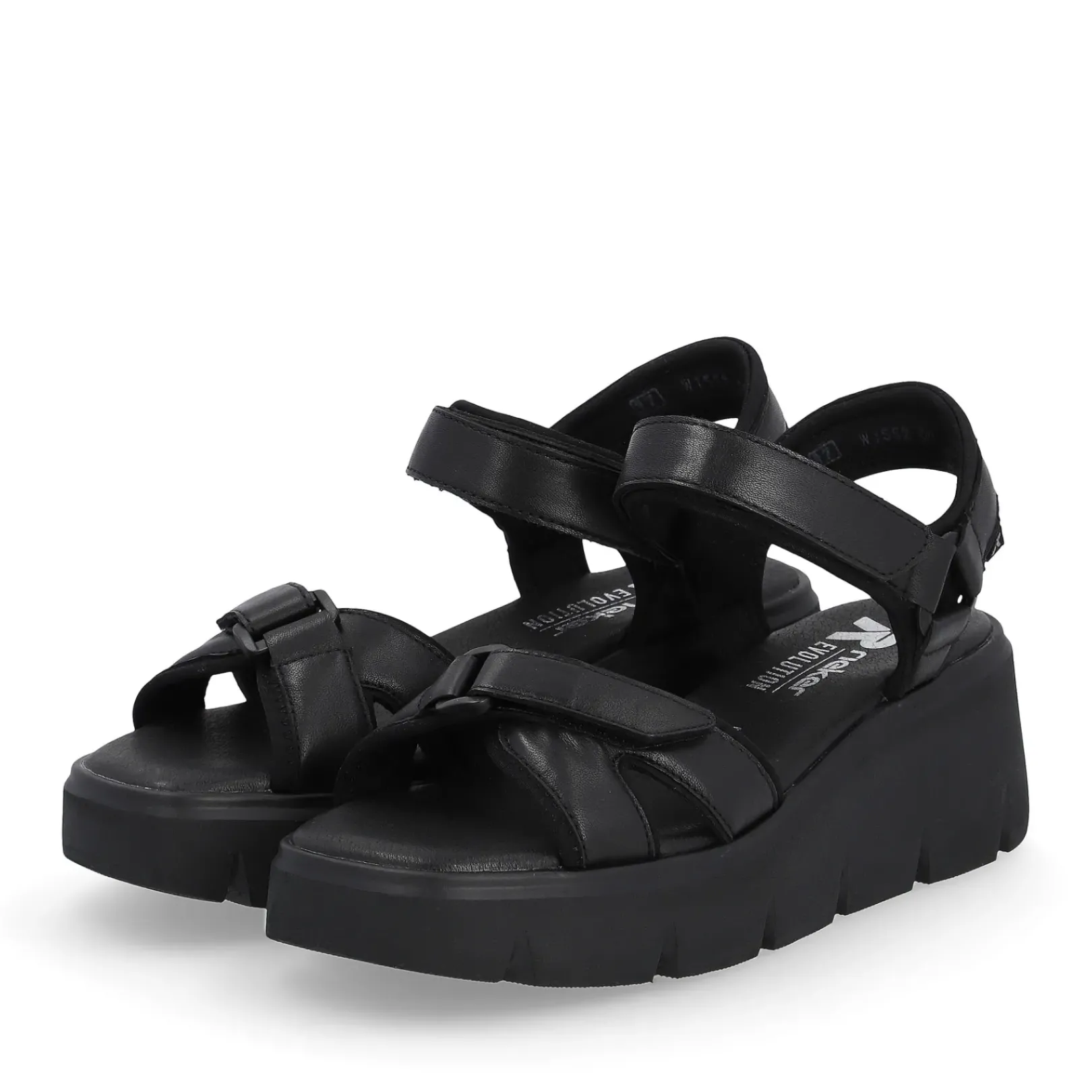 Hot Rieker Damskie Sandaly Na Koturnie Night Black