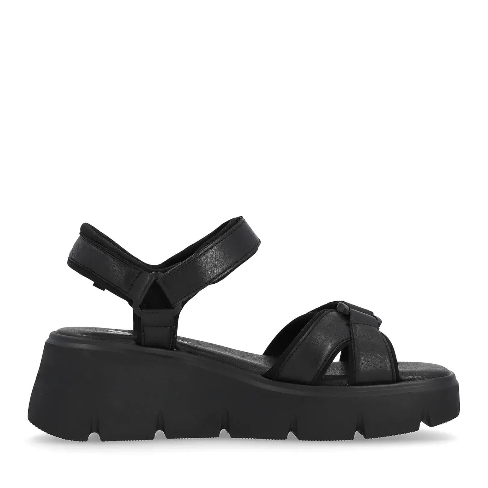 Hot Rieker Damskie Sandaly Na Koturnie Night Black