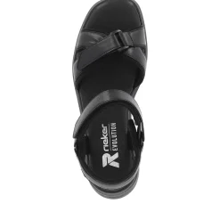 Hot Rieker Damskie Sandaly Na Koturnie Night Black