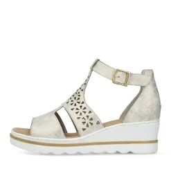 Discount Rieker Damskie Sandaly Na Koturnie W Kolorze Srebrno-Platyno-Metalicznym