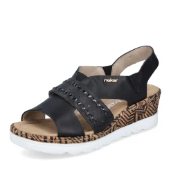 Discount Rieker Damskie Sandaly Na Koturnie , Czarne